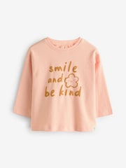 Pink Smile Long Sleeve 100% Cotton T-Shirt (3mths-7yrs) - Image 4 of 6