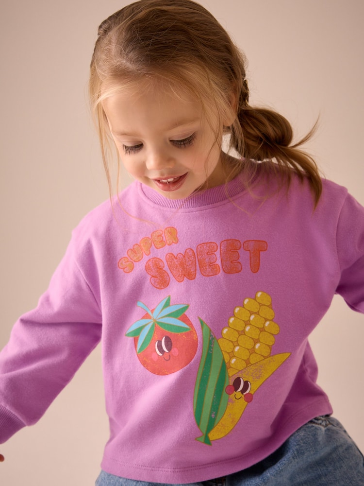 Purple Character Long Sleeve 100% Cotton T-Shirt (3mths-7yrs) - Image 1 of 7