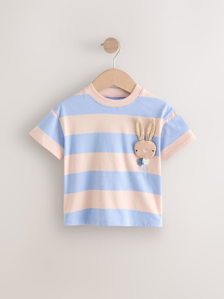 modra/rožnata črtast; progast Bunny - 100% Cotton kratek rokav; s kratkimi rokavi majica (3mesec-7leto) - Slika 1 iz 4 modra/rožnata črtast; progast Bunny - 100% Cotton kratek rokav; s kratkimi rokavi majica (3mesec-7leto) - Slika 1 iz 4