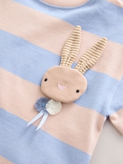 Blue/Pink Stripe Bunny 100% Cotton Short Sleeve T-Shirt (3mths-7yrs) - Image 3 of 4