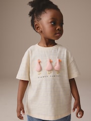 Cream Padded Duck Short Sleeve 100% Cotton T-Shirt (3mths-7yrs) - Image 1 of 8