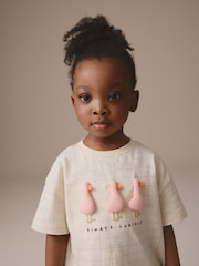 Cream Padded Duck Short Sleeve 100% Cotton T-Shirt (3mths-7yrs) - Image 4 of 8