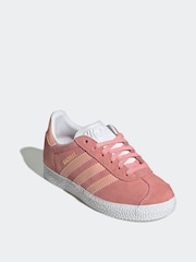 adidas original Pink Kids Gazelle Trainers - Image 3 of 9