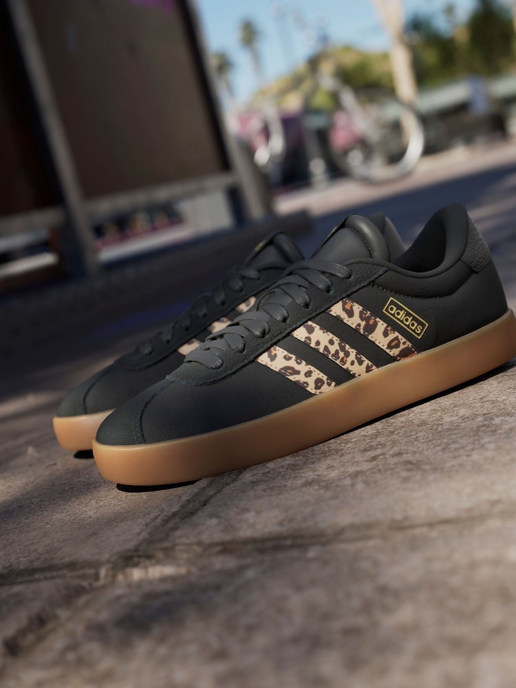 adidas Black Animal VL Court 3.0 Trainers - Image 7 of 18