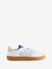 adidas White/Blue VL Court Trainers - Image 1 of 11