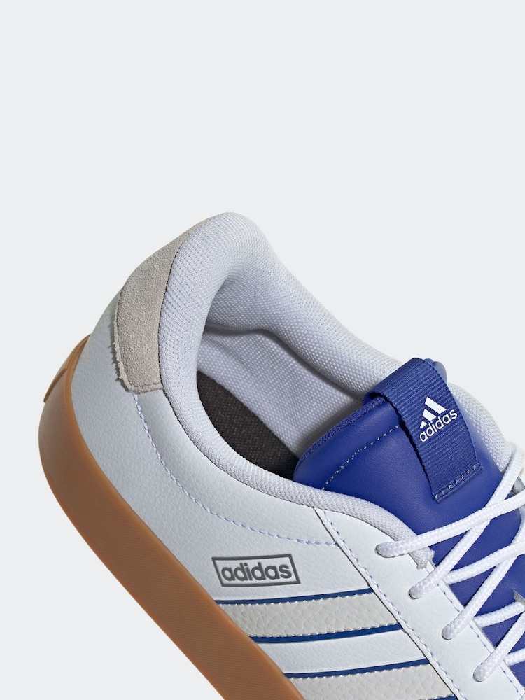 adidas White/Blue VL Court Trainers - Image 10 of 11