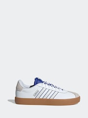 adidas White/Blue VL Court Trainers - Image 3 of 11