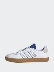 adidas White/Blue VL Court Trainers - Image 4 of 11