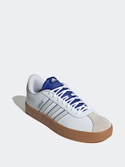 adidas White/Blue VL Court Trainers - Image 5 of 11