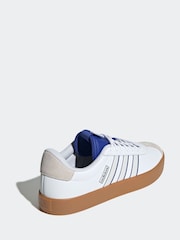 adidas White/Blue VL Court Trainers - Image 6 of 11