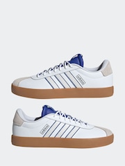 adidas White/Blue VL Court Trainers - Image 7 of 11