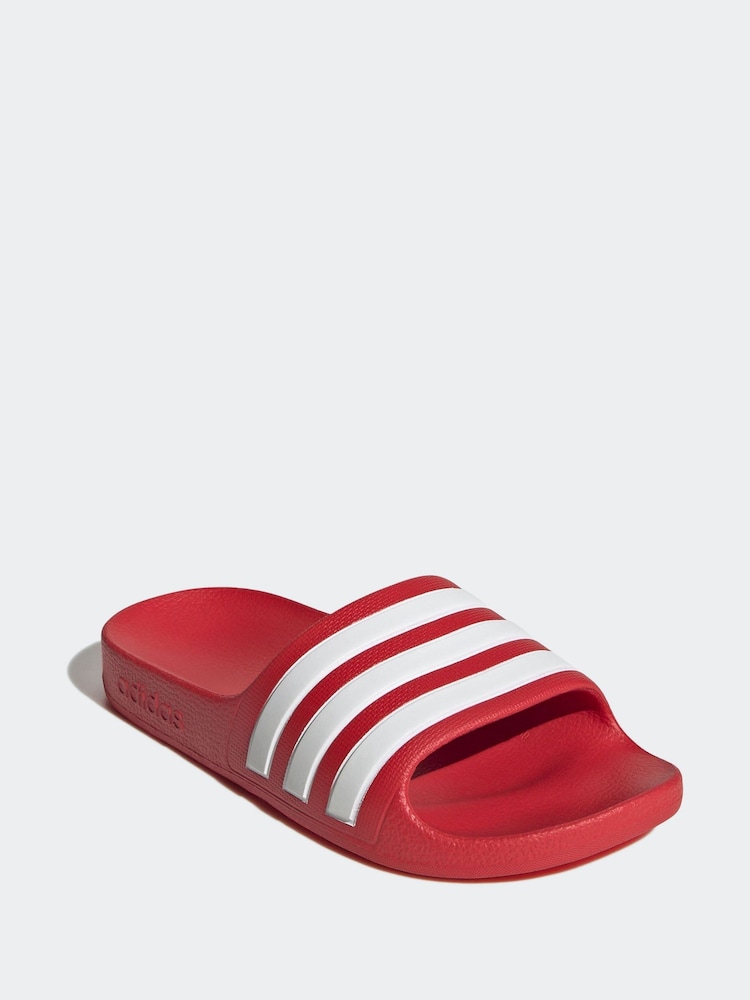 adidas Red Adilette Youth Kids Sliders - Image 3 of 9
