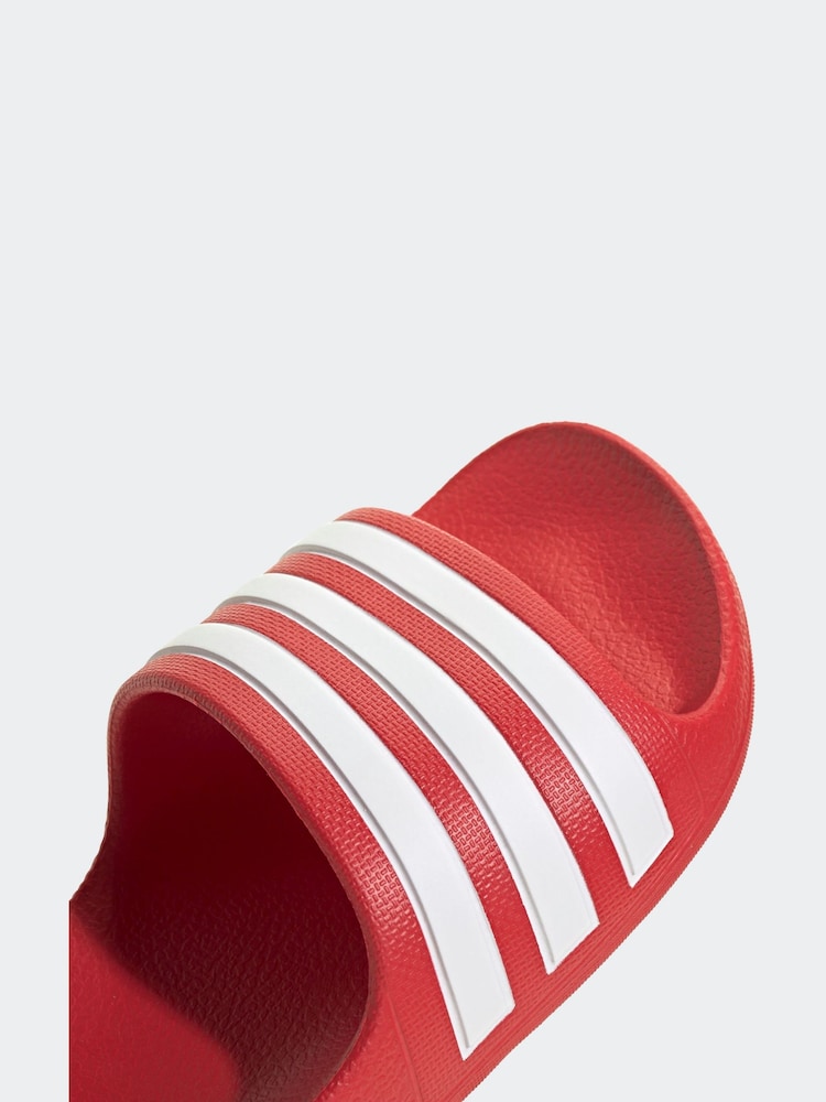 adidas Red Adilette Youth Kids Sliders - Image 8 of 9