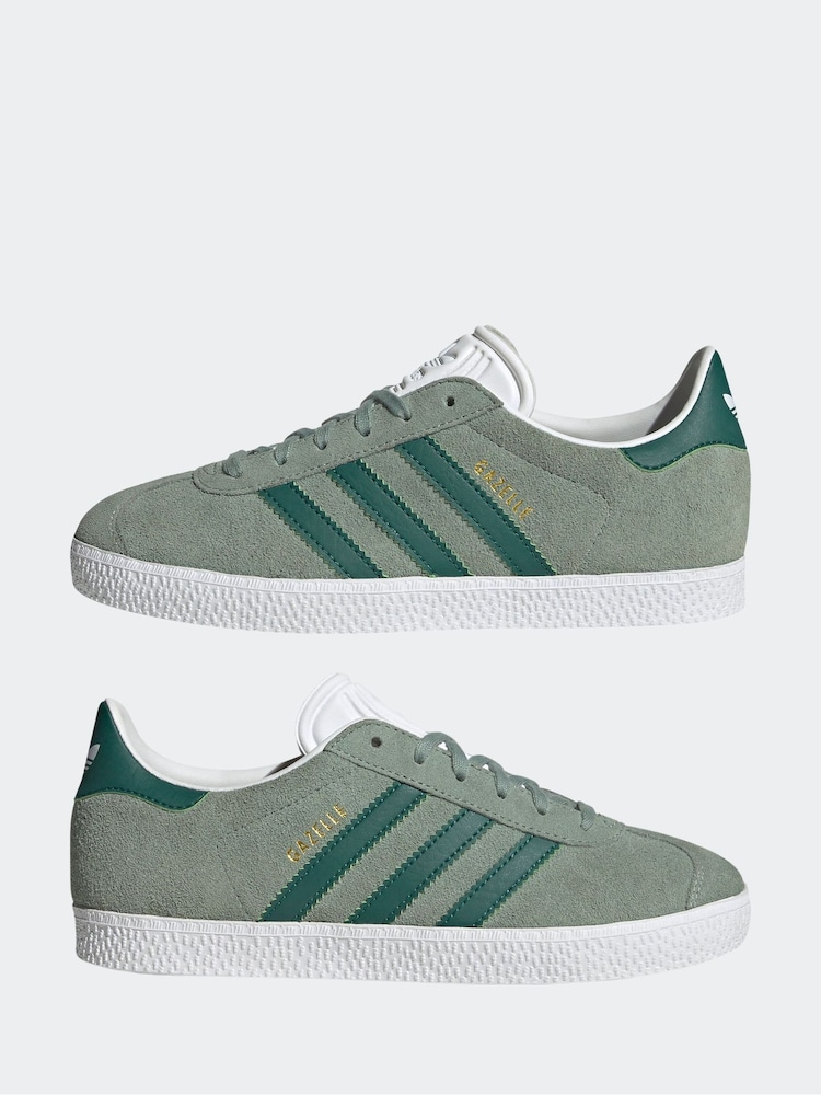 Ciemnozielony - adidas Originals Junior Gazelle Trainers - Image 5 of 9