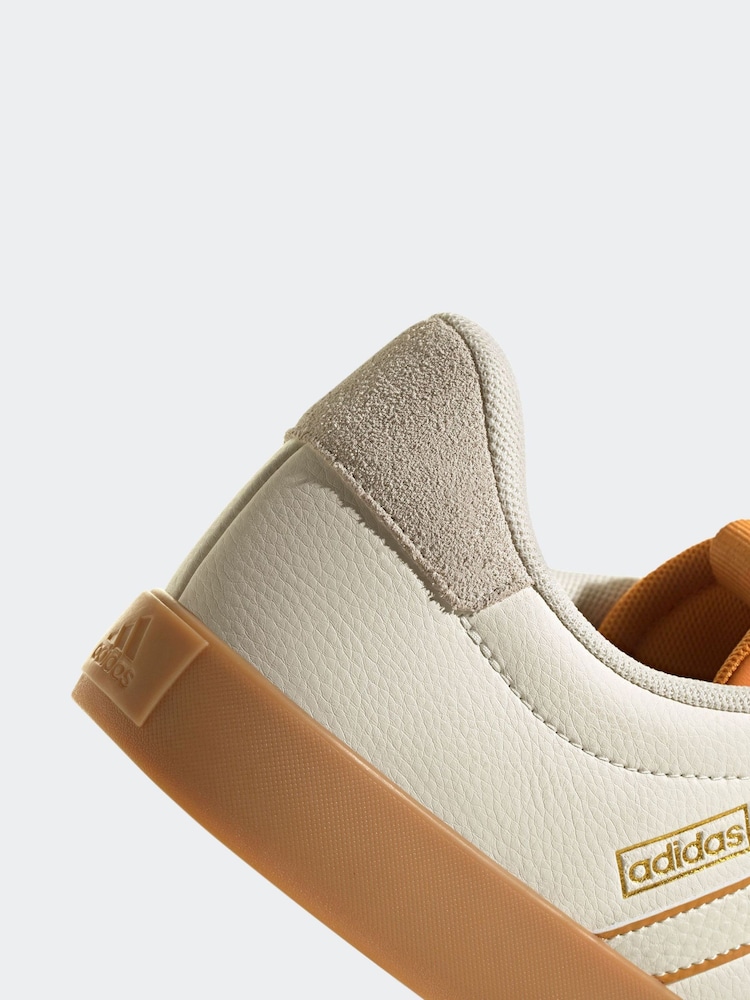 adidas Off White/Orange VL Court Trainers - Image 9 of 9