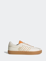 adidas Off White/Orange VL Court Trainers - Image 2 of 9