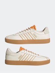 adidas Off White/Orange VL Court Trainers - Image 6 of 9