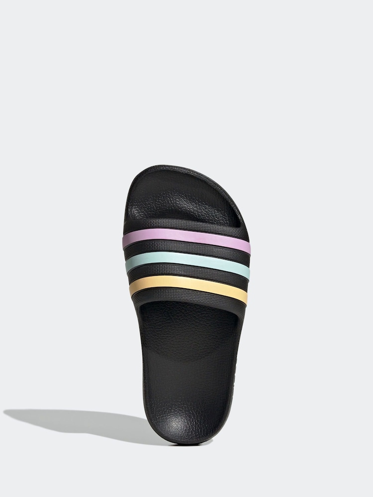 adidas Black/Multi Adilette Youth Kids Sliders - Image 7 of 9