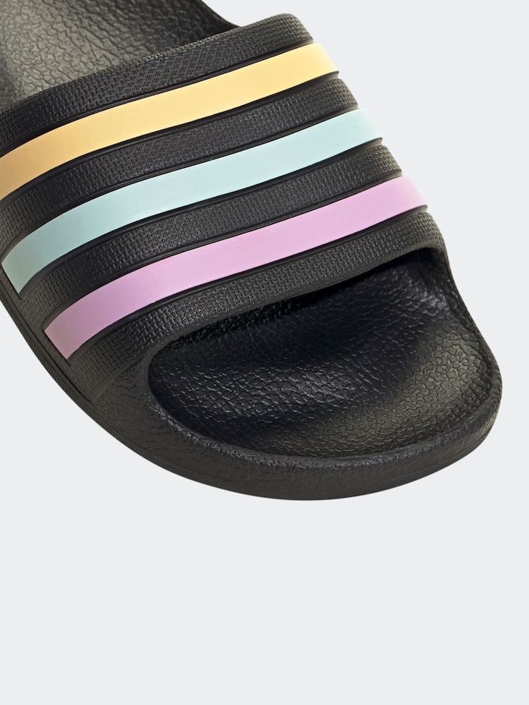 adidas Black/Multi Adilette Youth Kids Sliders - Image 8 of 9