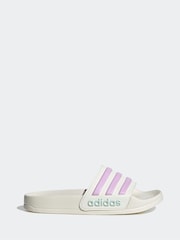 adidas White/Pink Kids Adilette Youth Sliders - Image 1 of 7