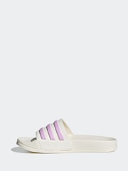 adidas White/Pink Kids Adilette Youth Sliders - Image 2 of 7