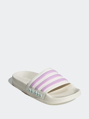 adidas White/Pink Kids Adilette Youth Sliders - Image 3 of 7