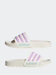 adidas White/Pink Kids Adilette Youth Sliders - Image 4 of 7