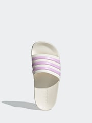 adidas White/Pink Kids Adilette Youth Sliders - Image 6 of 7