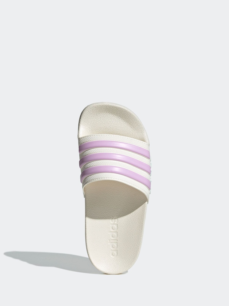 adidas White/Pink Kids Adilette Youth Sliders - Image 6 of 7