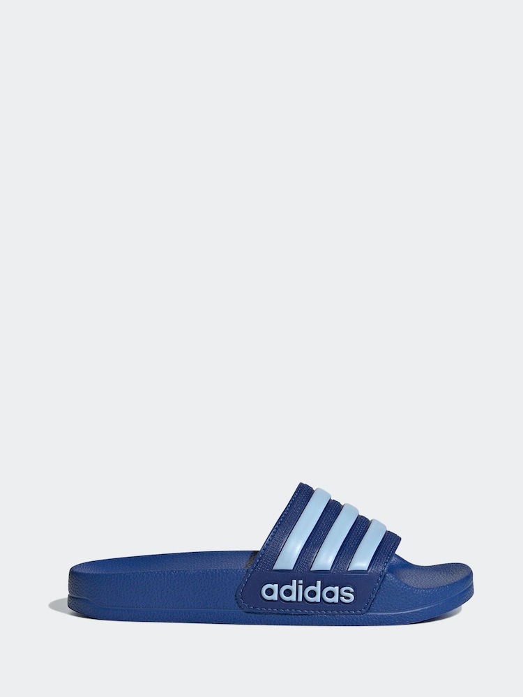 adidas Blue Kids Adilette Youth Sliders - Image 1 of 9
