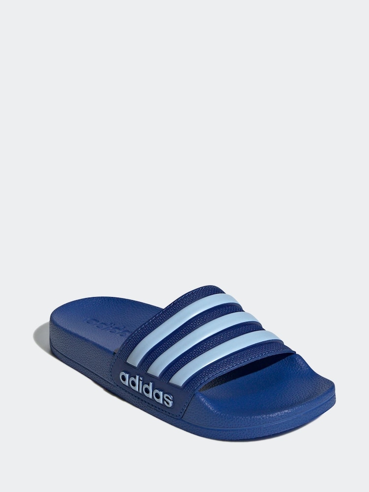 adidas Blue Kids Adilette Youth Sliders - Image 3 of 9