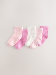 Pink Rib Baby Socks 5 Pack (0mths-2yrs) - Image 1 of 6