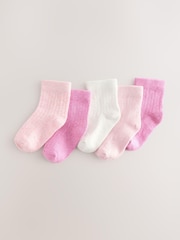 Pink Rib Baby Socks 5 Pack (0mths-2yrs) - Image 5 of 6