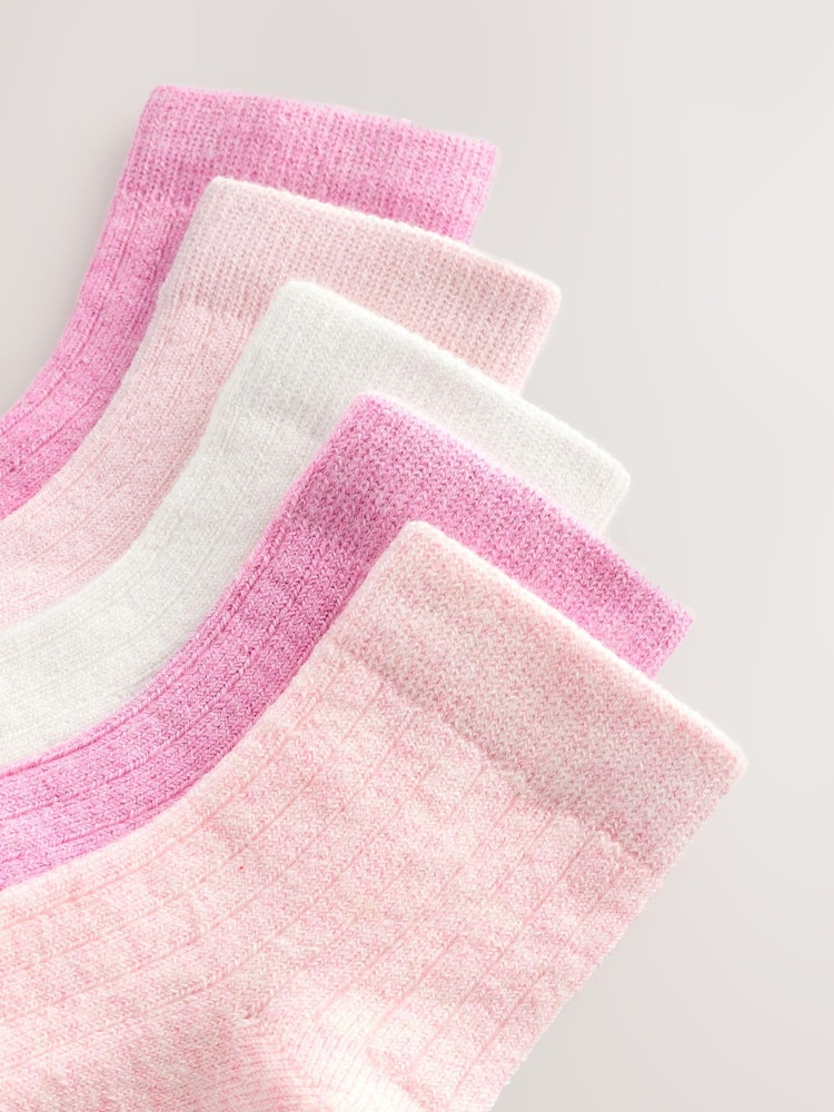 Pink Rib Baby Socks 5 Pack (0mths-2yrs) - Image 6 of 6