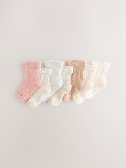 Pink Cosmetic Baby Cable Socks 7 Pack (0mths-2yrs) - Image 1 of 3