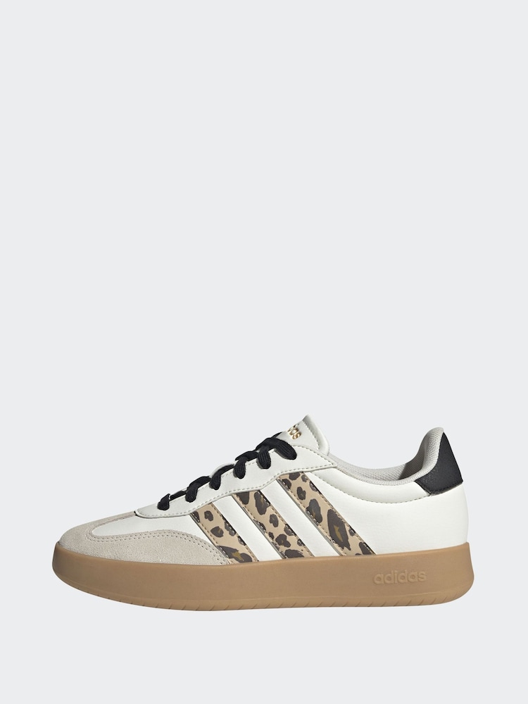 adidas White cream Barreda Animal Print Trainers - Image 2 of 9