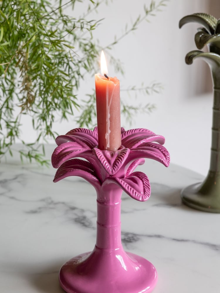 Rockett St George Pink Palm Tree Taper Holder - Image 1 of 5