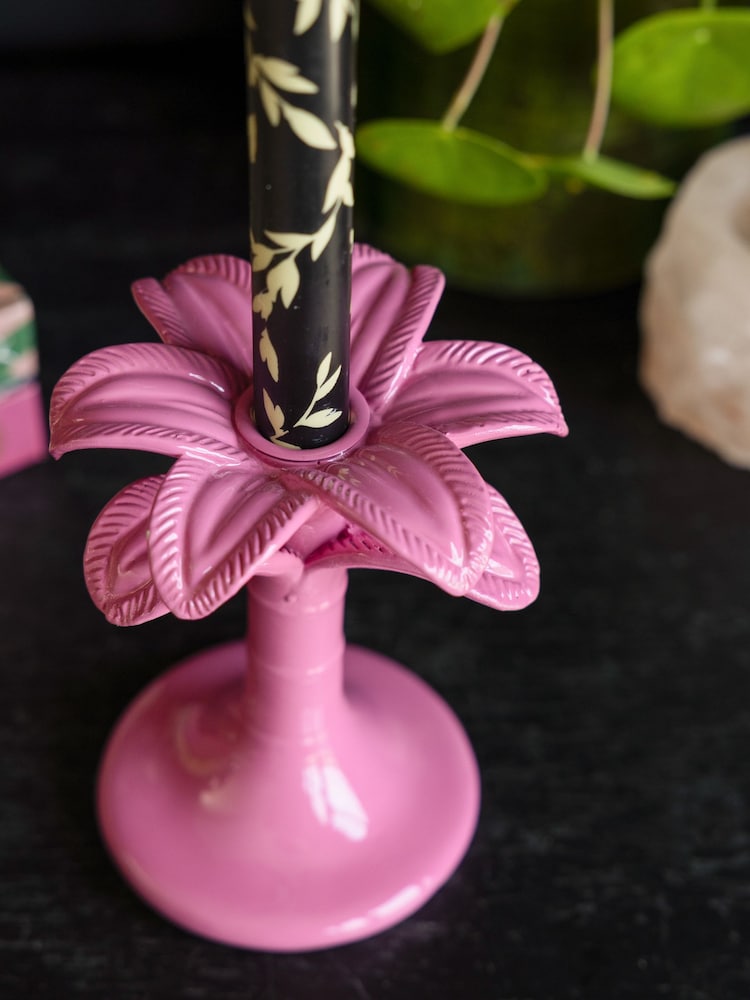 Rockett St George Pink Palm Tree Taper Holder - Image 3 of 3 Rockett St George Pink Palm Tree Taper Holder - Image 3 of 3