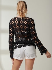 Jolie Moi Black 100% Cotton Crotched Round Neck Top - Image 3 of 6