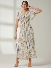 Jolie Moi Cream Front Buckle Detail Maxi Dress - Image 1 of 6