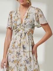 Jolie Moi Cream Front Buckle Detail Maxi Dress - Image 3 of 6