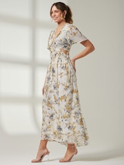 Jolie Moi Cream Front Buckle Detail Maxi Dress - Image 6 of 6