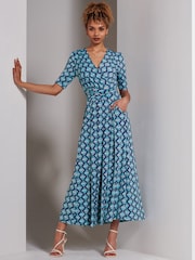 Jolie Moi Green Bree Half Sleeve Jersey Maxi Dress - Image 1 of 6