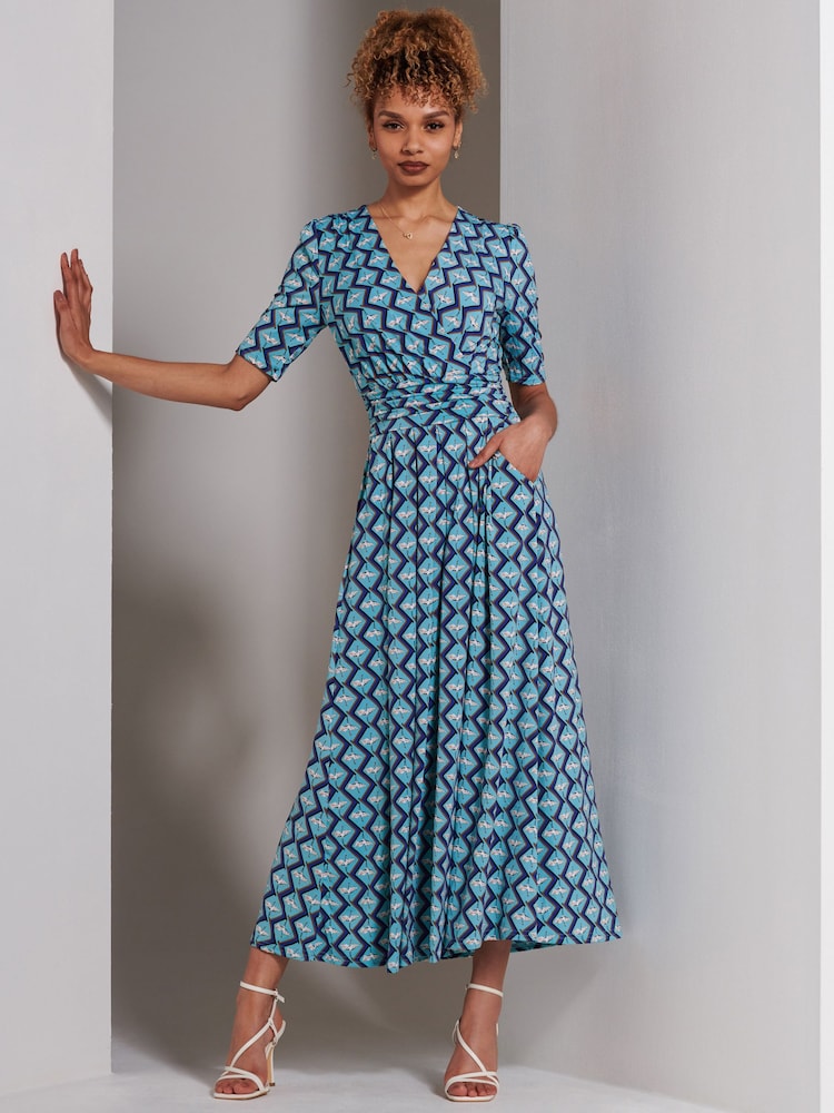Jolie Moi Green Bree Half Sleeve Jersey Maxi Dress - Image 1 of 6