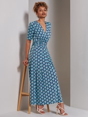 Jolie Moi Green Bree Half Sleeve Jersey Maxi Dress - Image 5 of 6