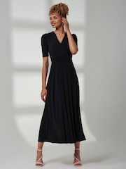 Jolie Moi Black Bree Half Sleeve Jersey Maxi Dress - Image 6 of 6