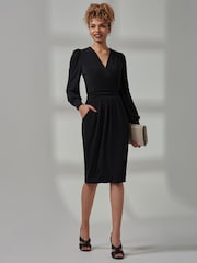 Jolie Moi Black Kinslee Long Sleeve Pegged Dress - Image 1 of 6