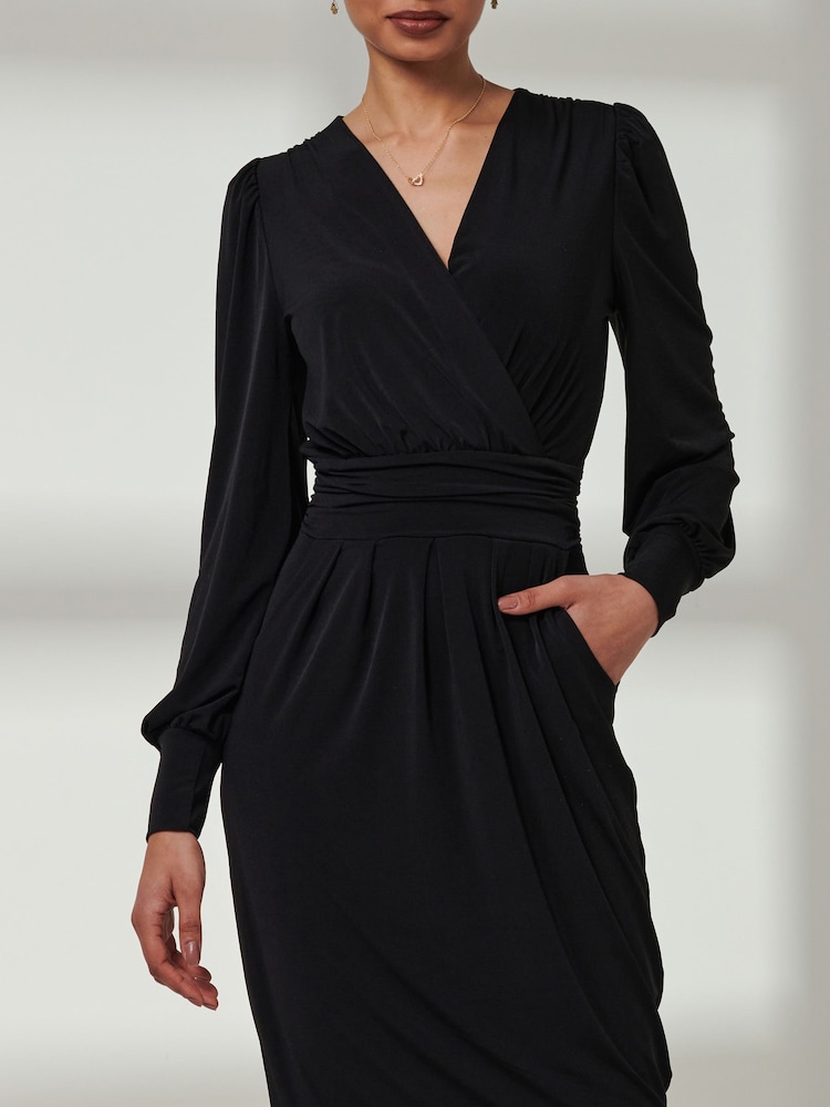 Jolie Moi Black Kinslee Long Sleeve Pegged Dress - Image 6 of 6