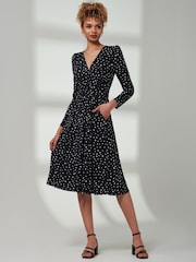 Jolie Moi Black Rafella Long Sleeve Midi Dress - Image 1 of 6