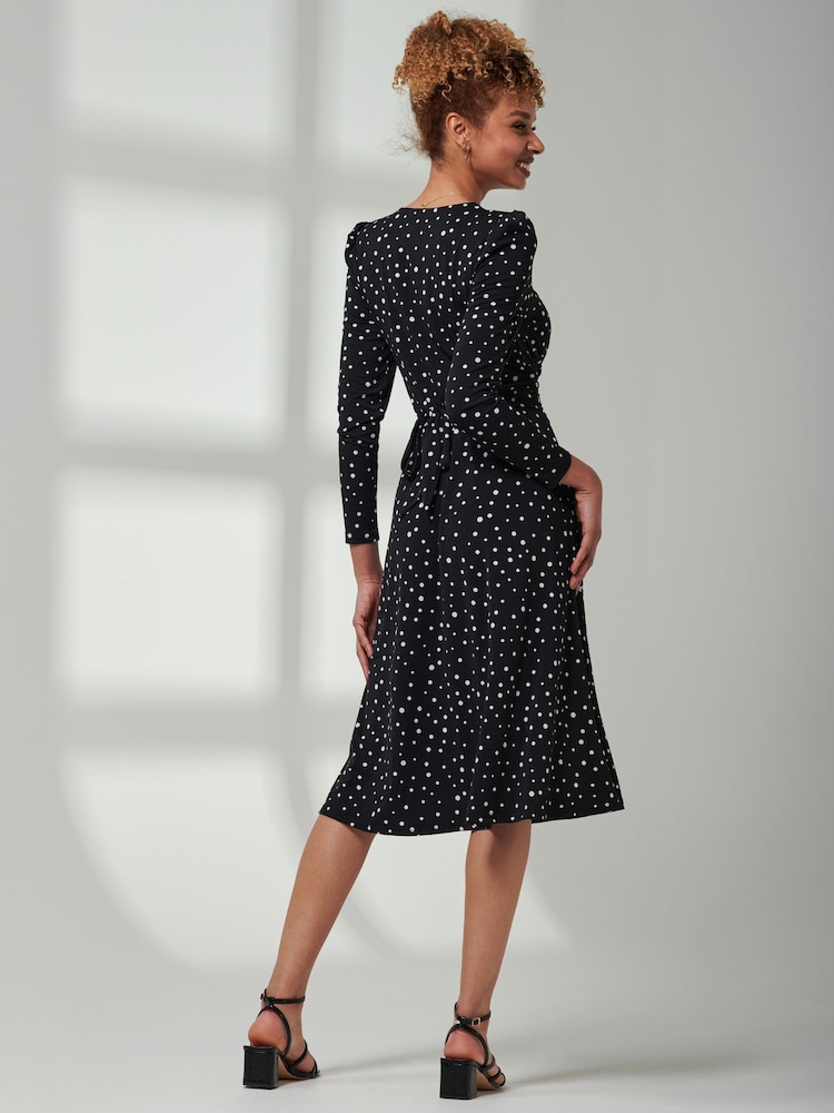 Jolie Moi Black Rafella Long Sleeve Midi Dress - Image 2 of 6